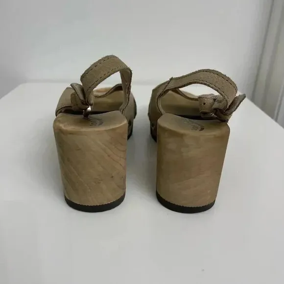 Softclox Damon Slingback Wooden Clog Sandals Taupe Suede Sz 36 (US 5.5)