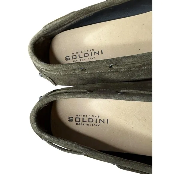Soldini Men's Shoes Driving Loafers Flat Boat Pull-On Suedes Brown Sz. 42 NWOT