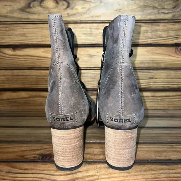 Sorel Addington Ankle Booties Womens Size 11 Brown Leather Block Heel Boots NEW