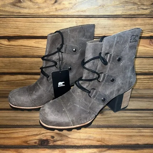Sorel Addington Ankle Booties Womens Size 11 Brown Leather Block Heel Boots NEW
