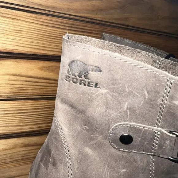 Sorel Addington Ankle Booties Womens Size 11 Brown Leather Block Heel Boots NEW