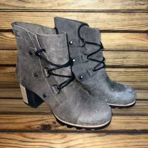 Sorel Addington Ankle Booties Womens Size 11 Brown Leather Block Heel Boots NEW