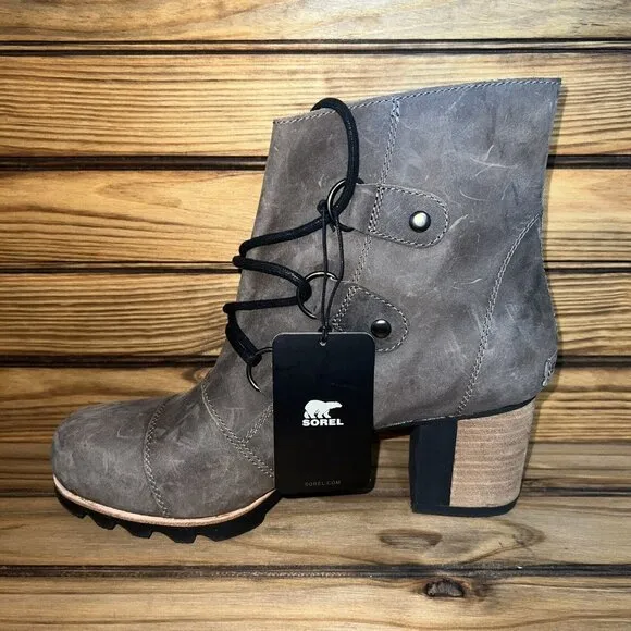 Sorel Addington Ankle Booties Womens Size 11 Brown Leather Block Heel Boots NEW