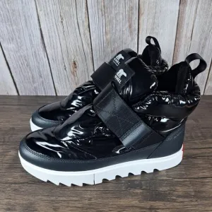 Sorel Black Joan Of Artic Next Lite Strap Puffy WP Bootie Women's Sz 8 (VGC)