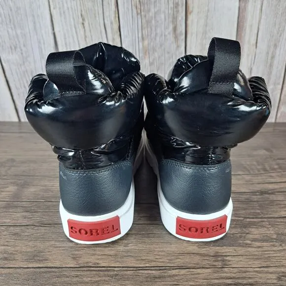 Sorel Black Joan Of Artic Next Lite Strap Puffy WP Bootie Women's Sz 8 (VGC)