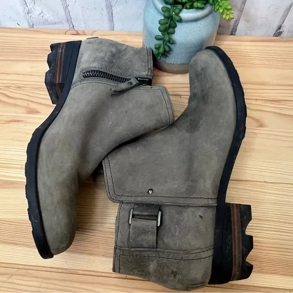 Sorel Cate Block Heel Zip Ankle Boots Sz 10