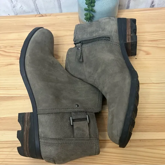 Sorel Cate Block Heel Zip Ankle Boots Sz 10