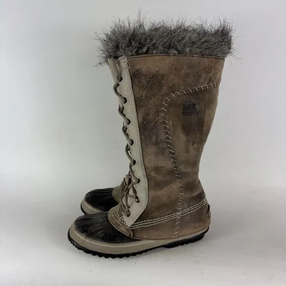 Sorel Cate the Great Winter Boot Women's 9 Brown Grain Leather Lace Up Knee High