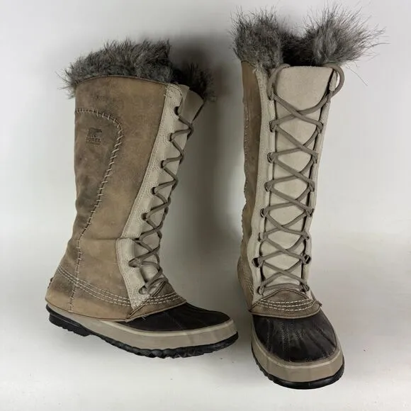 Sorel Cate the Great Winter Boot Women's 9 Brown Grain Leather Lace Up Knee High
