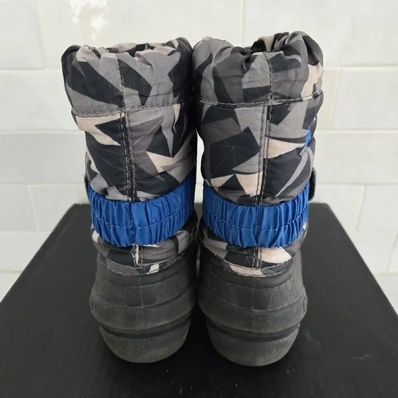Sorel Flurry Insulated Waterproof Winter Snow Boot Boys Black Blue Size 6 NV2655