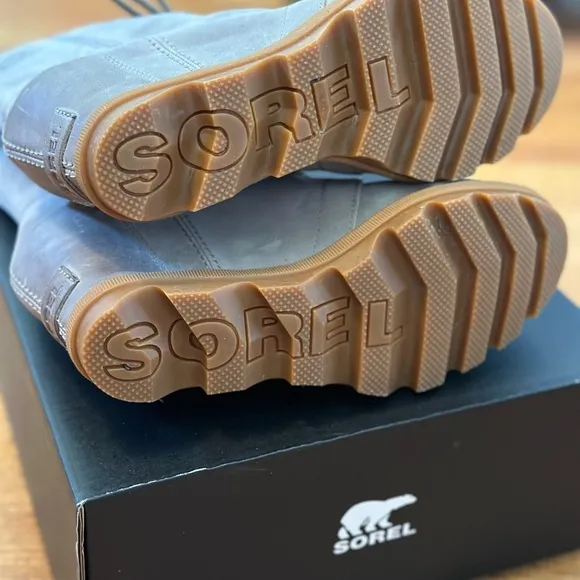 Sorel Gray Lace Up Wedge Boots with Rugged Sole