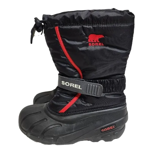Sorel kids size 3 Flurry Snow Boots. Red/black.