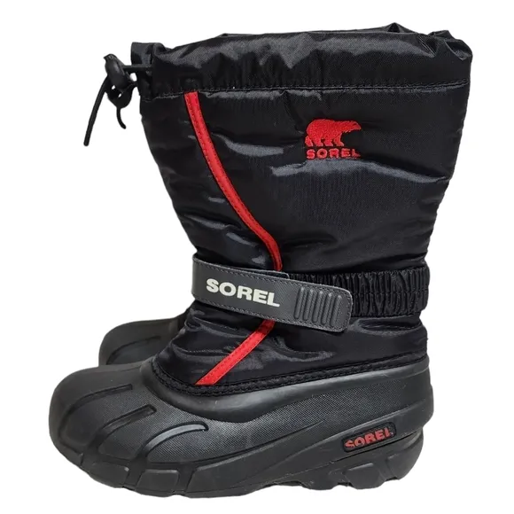 Sorel kids size 3 Flurry Snow Boots. Red/black.