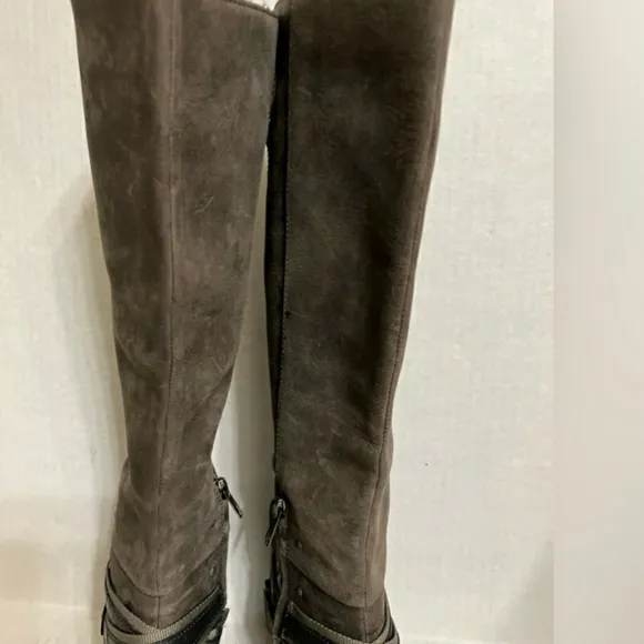 Sorel Lolla Tall grey pebble leather waterproof boots 7.5