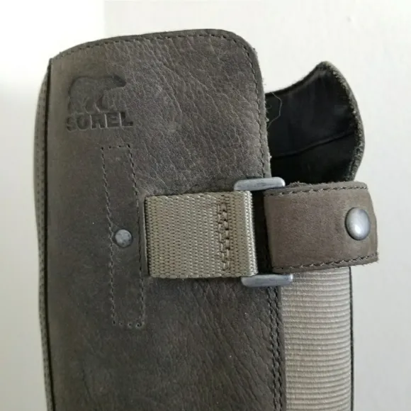 Sorel Lolla Tall grey pebble leather waterproof boots 7.5