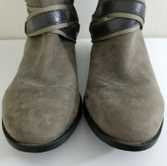 Sorel Lolla Tall grey pebble leather waterproof boots 7.5