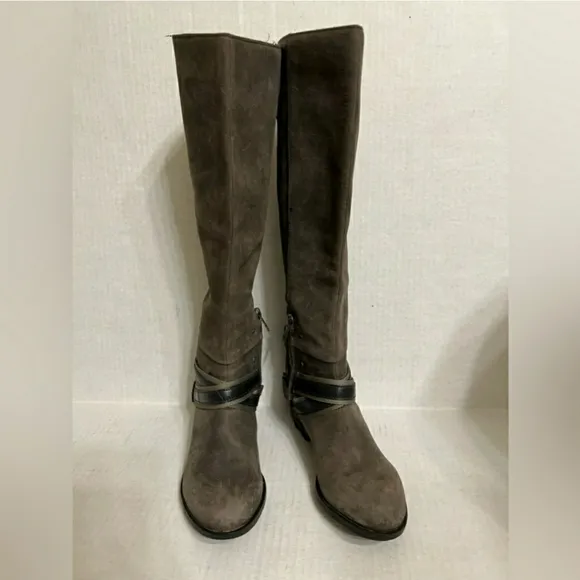 Sorel Lolla Tall grey pebble leather waterproof boots 7.5