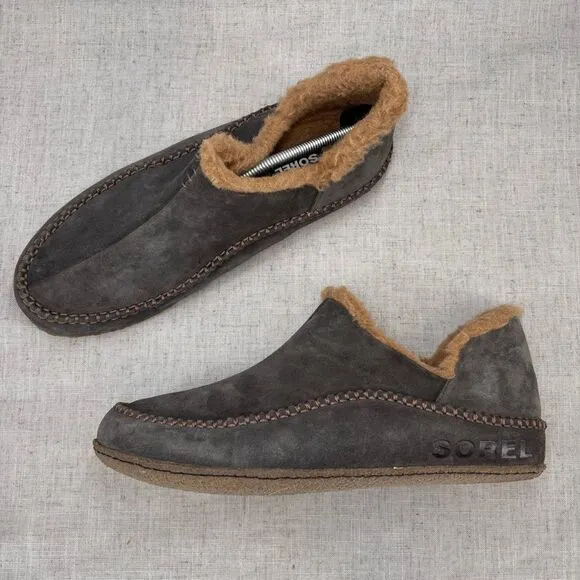 Sorel Manawan ll Slipper Gray Suede Slip On Loungewear Lined Men's Size 13