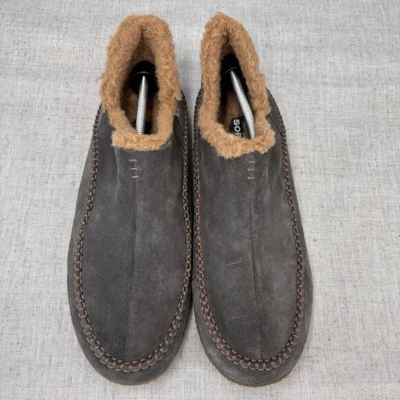 Sorel Manawan ll Slipper Gray Suede Slip On Loungewear Lined Men's Size 13