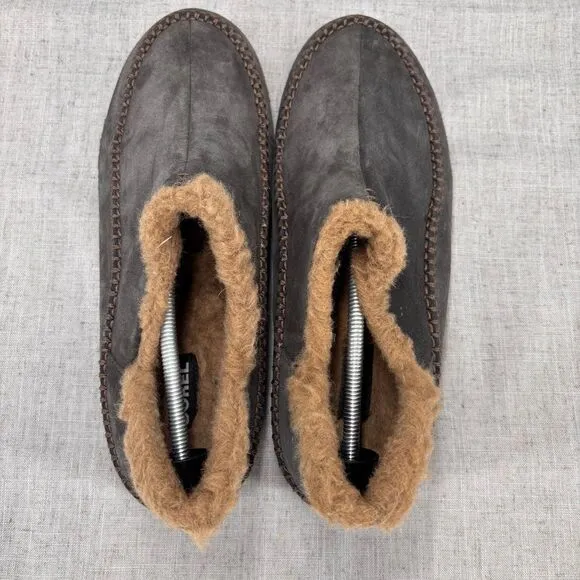 Sorel Manawan ll Slipper Gray Suede Slip On Loungewear Lined Men's Size 13