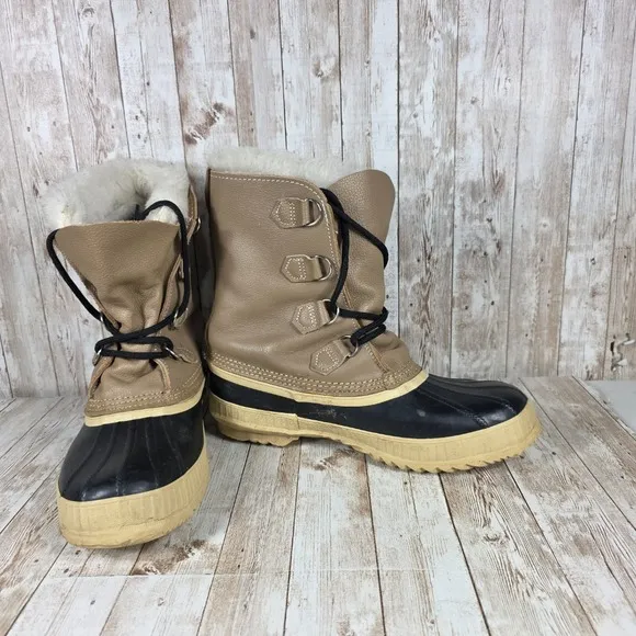 Sorel Manitou Winter Snow Boots Waterproof Insulated‎ Lace Up Tan Black mens 9