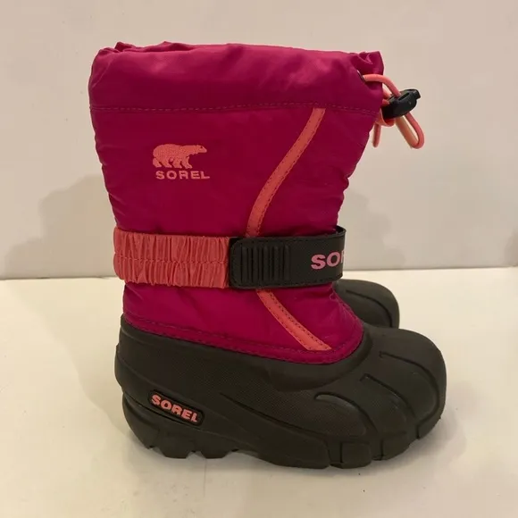 Sorel Pink and Black Snow Boots with Waterproof Upper