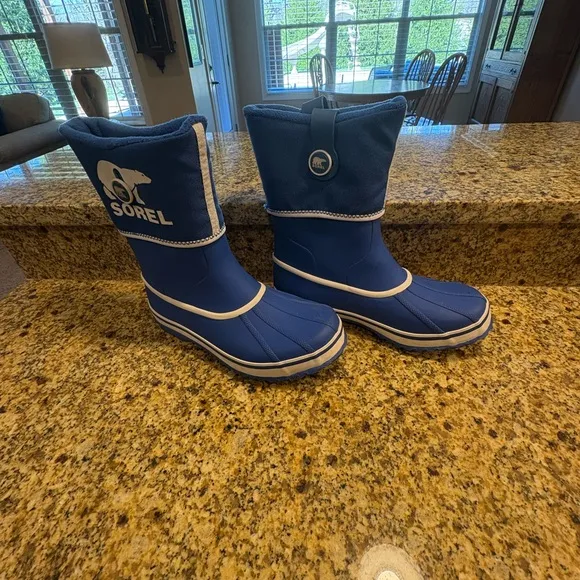 Sorel Rainbou Waterproof Pull On Lined Rain Boots Youth Big Kids Size 6 Wmns 7.5