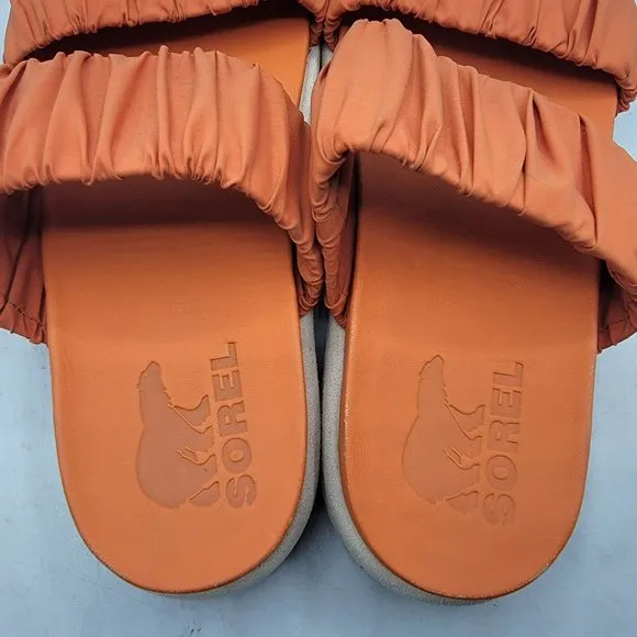 Sorel Roaming Two Strap Womens 7 Orange Sample Sandals Stretchy Straps NL4708-80