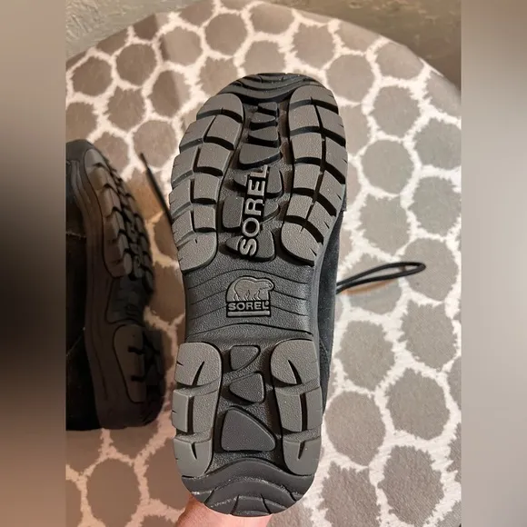 Sorel Waterfall Low Black Lace Up Boots with Rugged Design activewear suede