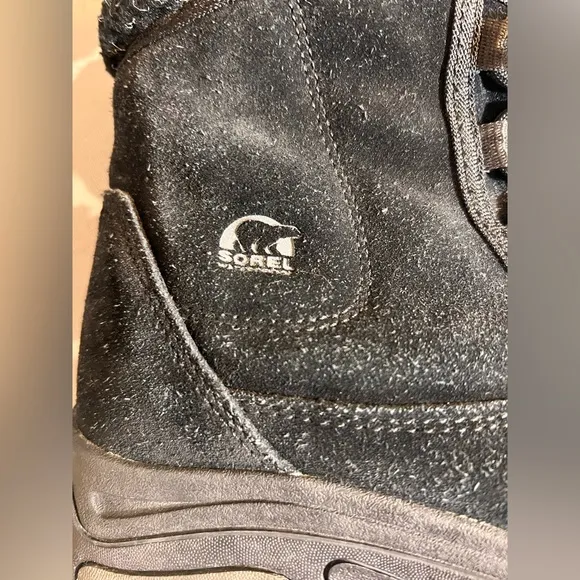 Sorel Waterfall Low Black Lace Up Boots with Rugged Design activewear suede