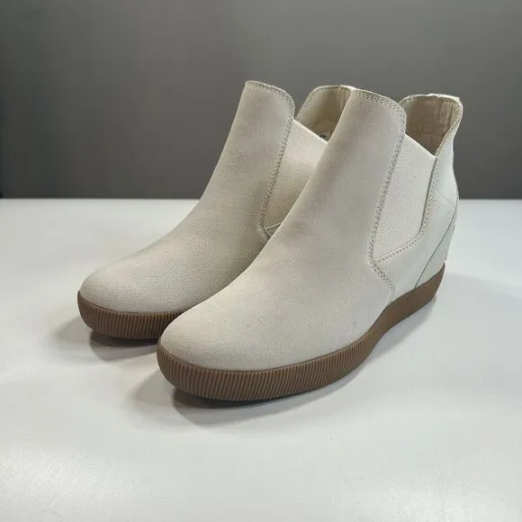 Sorel Women’s 9 Out N About Wedge II White Slip-On Waterproof Shoes Booties