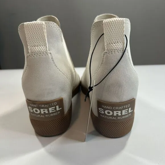 Sorel Women’s 9 Out N About Wedge II White Slip-On Waterproof Shoes Booties