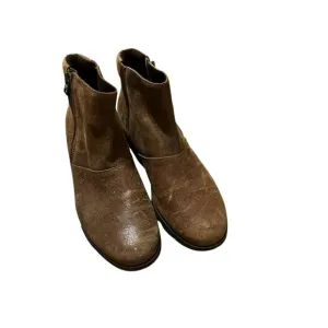Sorel Womens Brown Waterproof Leather Ankle Boots With Side Zippers - Size 10