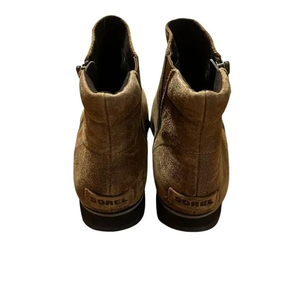 Sorel Womens Brown Waterproof Leather Ankle Boots With Side Zippers - Size 10