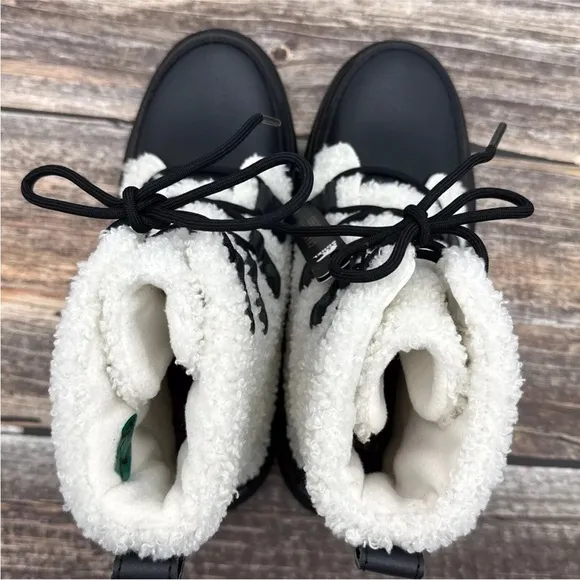 Sorel Womens Sz 7.5 Explorer II Joan Cozy Women black/sea salt NL4601-010