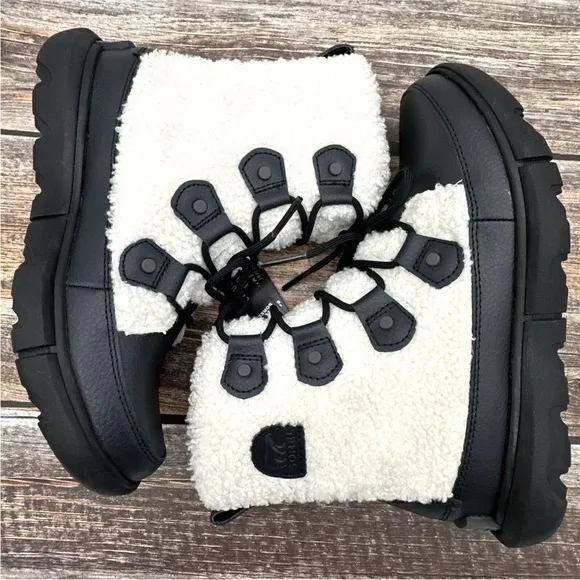 Sorel Womens Sz 7.5 Explorer II Joan Cozy Women black/sea salt NL4601-010