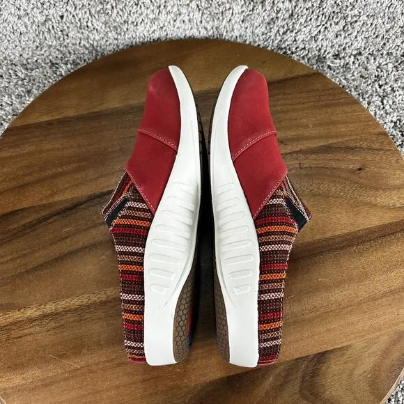 Spenco Siesta Nuevo Stripe Mule Women's Size 6.5 D (wide) Baked Apple Red Shoes