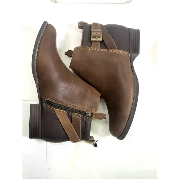 Spenco Womens Brown Ankle Boots size 10 Dove Creek Boots Zip Stitch Boho Prairie
