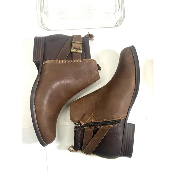 Spenco Womens Brown Ankle Boots size 10 Dove Creek Boots Zip Stitch Boho Prairie