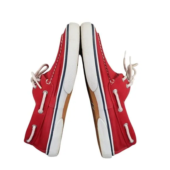 Sperry Boat Shoes Mens 11.5 Sneakers Top Sider Casual Canvas Red Nautical Preppy