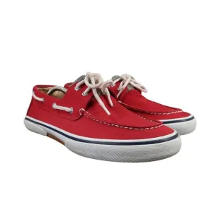 Sperry Boat Shoes Mens 11.5 Sneakers Top Sider Casual Canvas Red Nautical Preppy