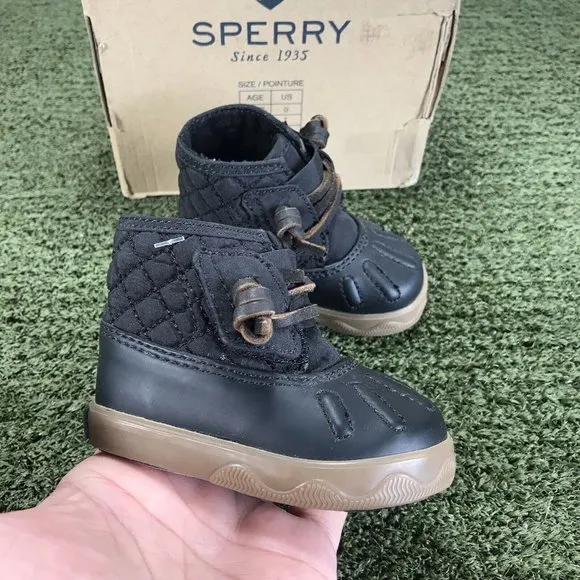 Sperry IceStorm Adjustable Baby Crib Shoes Black Stone 1M  NEW NIB
