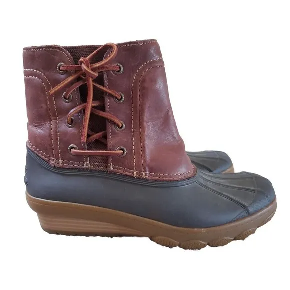 Sperry Top Sider STS80770 Women 7 Brown Leather Waterproof Saltwater Duck Boot