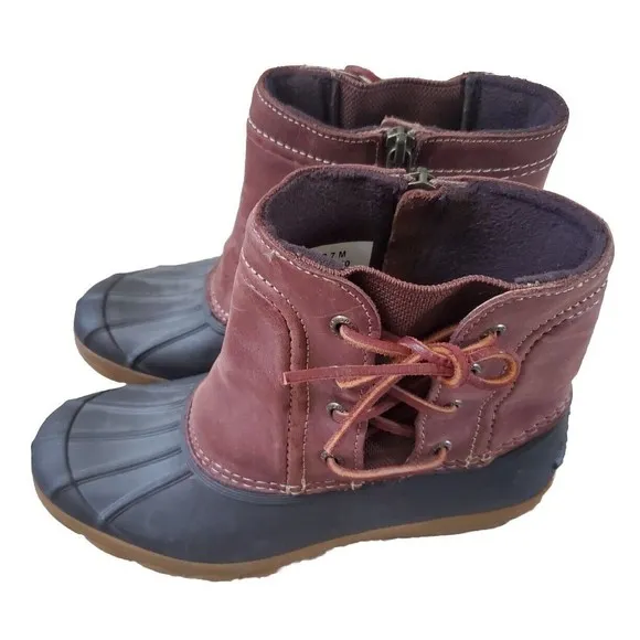 Sperry Top Sider STS80770 Women 7 Brown Leather Waterproof Saltwater Duck Boot