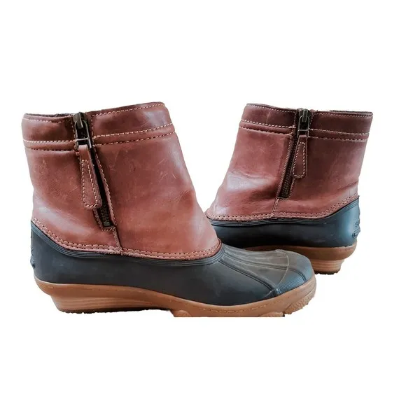 Sperry Top Sider STS80770 Women 7 Brown Leather Waterproof Saltwater Duck Boot
