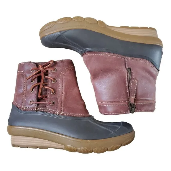 Sperry Top Sider STS80770 Women 7 Brown Leather Waterproof Saltwater Duck Boot