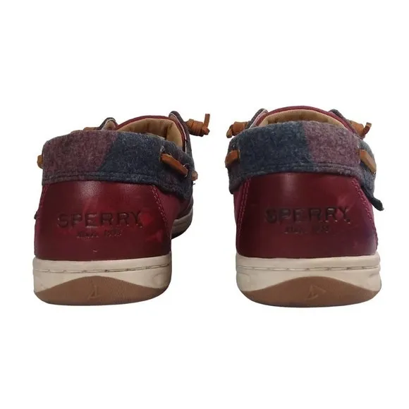 Sperry Top-Sider Women Wool Wine Songfish Leather Boat Lace-Up Shoes Size 8M