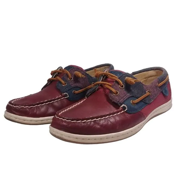 Sperry Top-Sider Women Wool Wine Songfish Leather Boat Lace-Up Shoes Size 8M