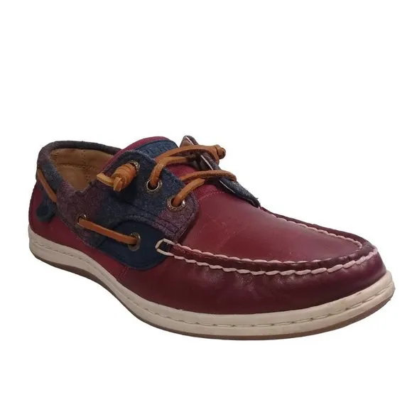 Sperry Top-Sider Women Wool Wine Songfish Leather Boat Lace-Up Shoes Size 8M
