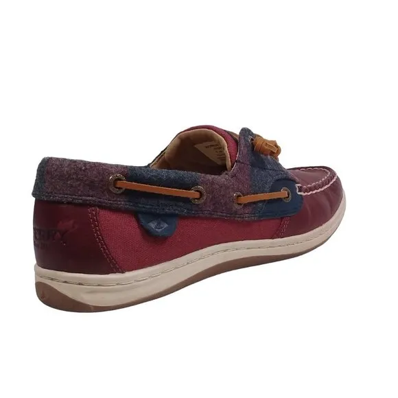 Sperry Top-Sider Women Wool Wine Songfish Leather Boat Lace-Up Shoes Size 8M